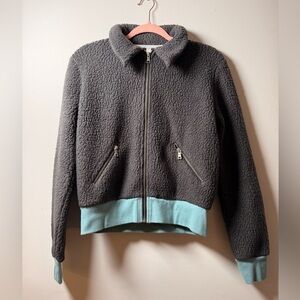Babaton Charcoal and Teal Teddy Jacket